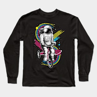 Astronaut In Space Playing Bike Long Sleeve T-Shirt